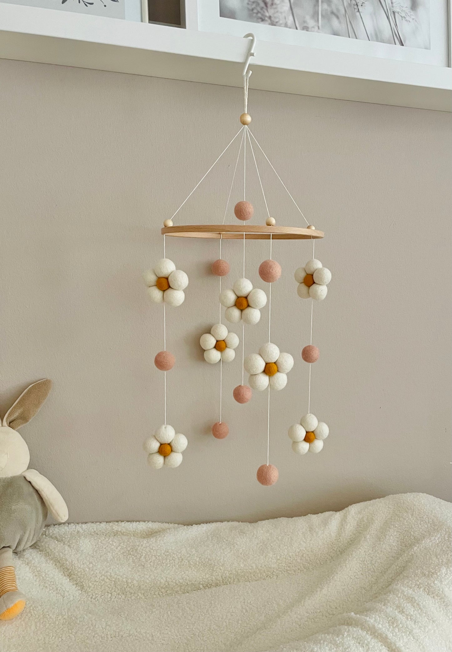 Baby Mobile Filz Blumen | Handgefertigt | Boho Deko fürs Kinderzimmer
